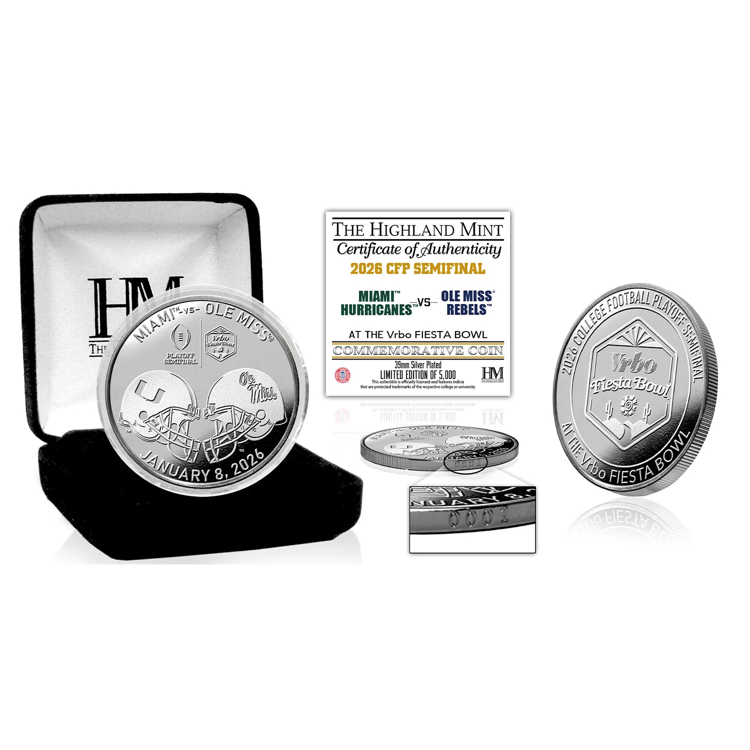 Highland Mint Miami Hurricanes 2025 CFP Semifinal Fiesta Bowl Commemorative Coin
