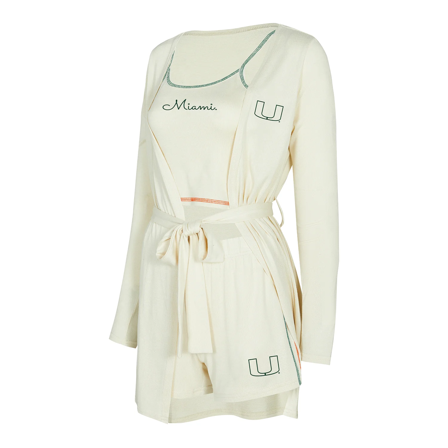 Concepts Sport Miami Hurricanes Women's Beige Tank, Short & Robe Set