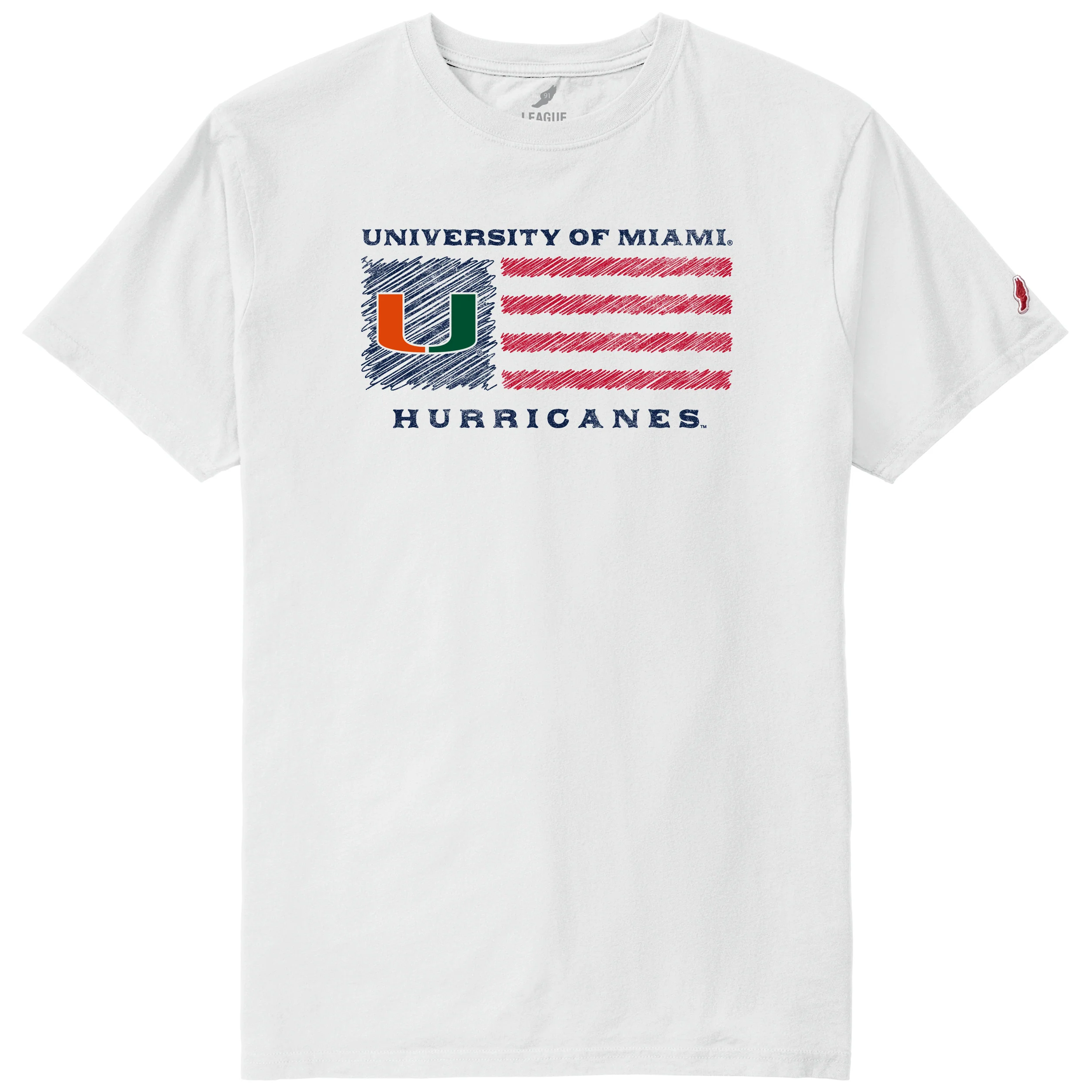 League Miami Hurricanes White American Flag T-Shirt