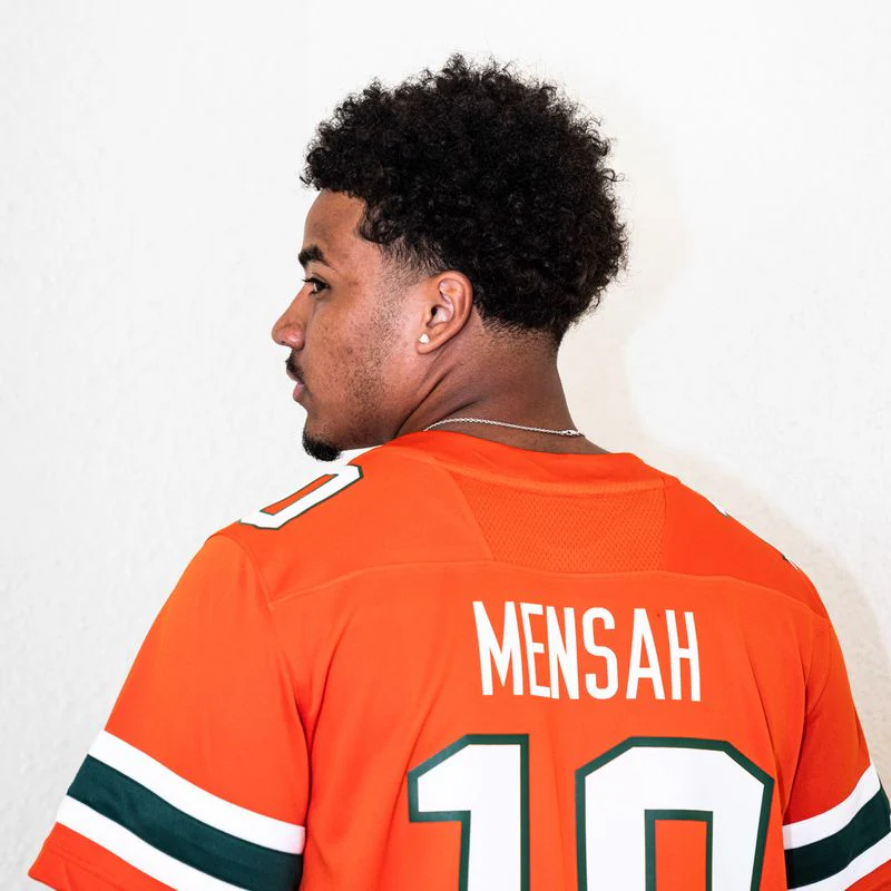 adidas Miami Hurricanes #10 Darian Mensah Student Athlete Orange Football Jersey - Image 3